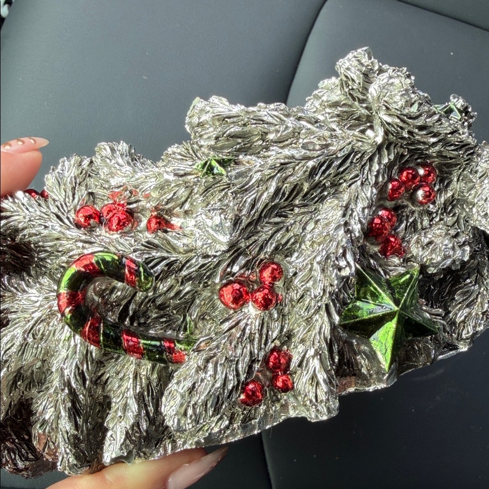 Festive Silver Holiday Candle Holder